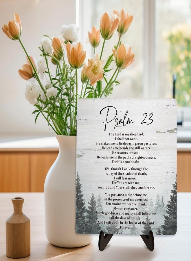 DMADNF Bible Verse Sign,Christian Sign, Table Art Signs, Rustic Wooden Sign Desk Decor for Office, Positive Home Decor Motivational Scripture Gift 5.9x5.9inch(PSALM 23) - Image 5